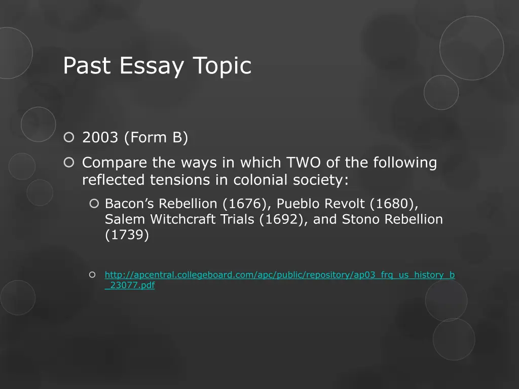 past essay topic