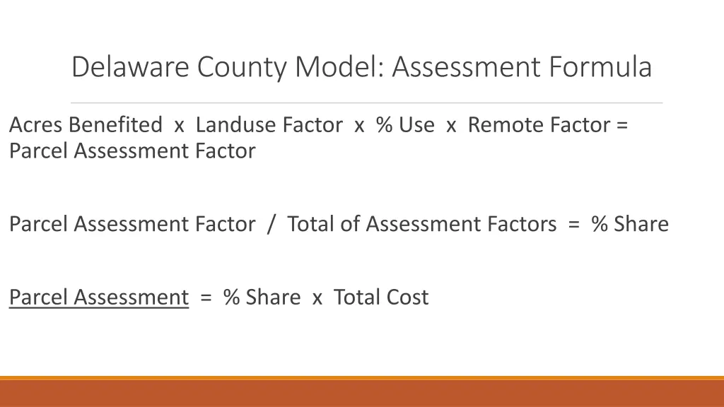 delaware county model assessment formula