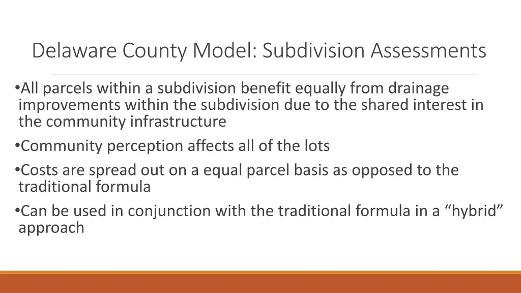 delaware county model subdivision assessments