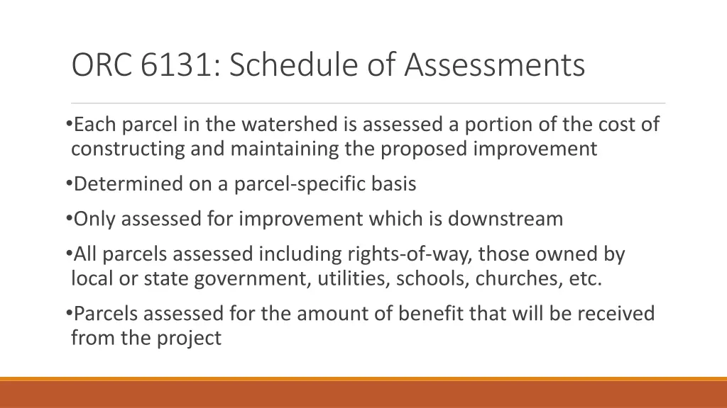 orc 6131 schedule of assessments