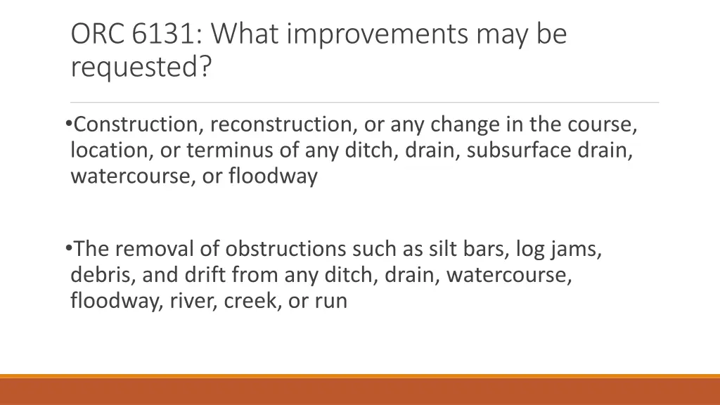 orc 6131 what improvements may be requested
