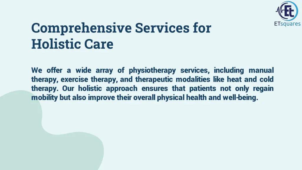 comprehensive services for holistic care