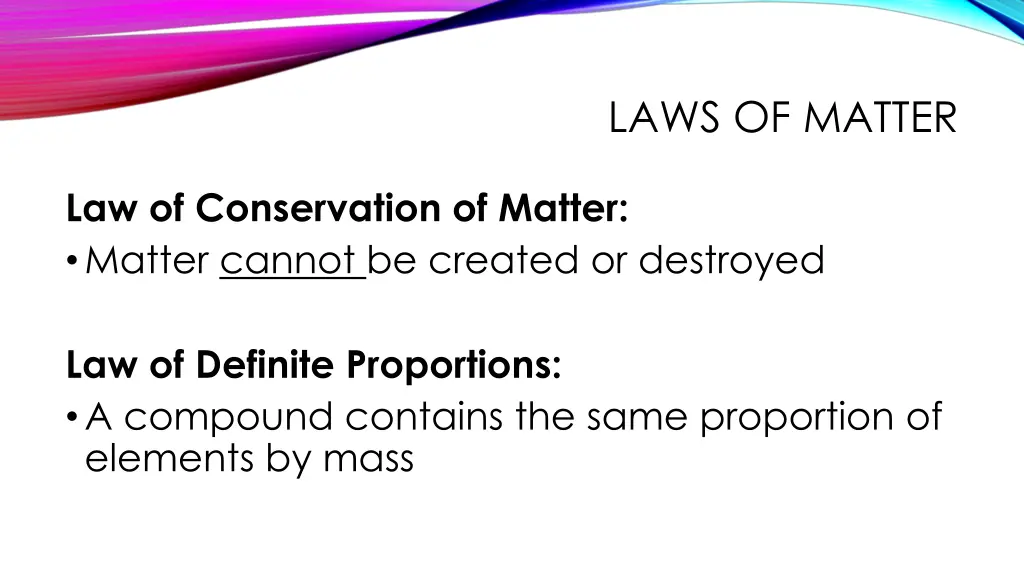 laws of matter