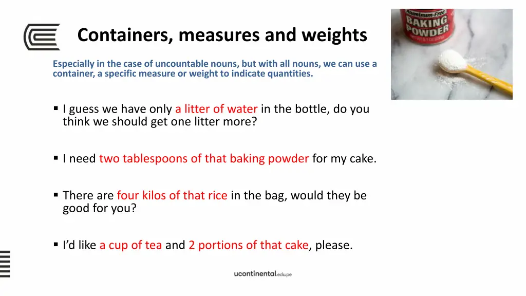 containers measures and weights