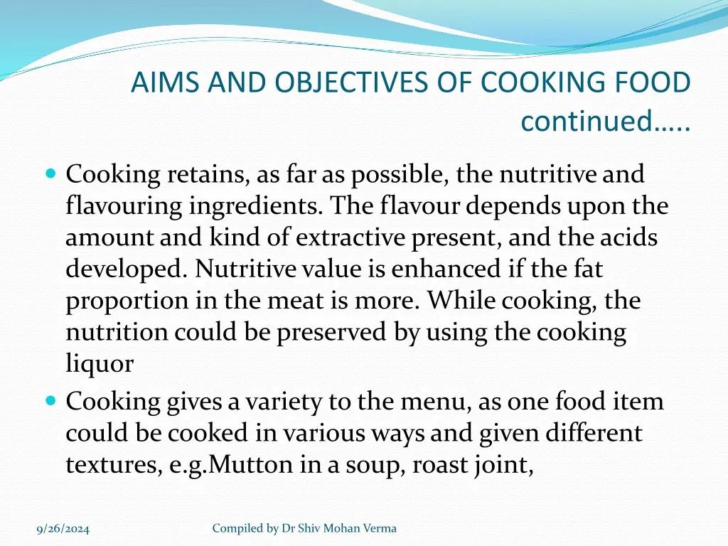 aims and objectives of cooking food 2