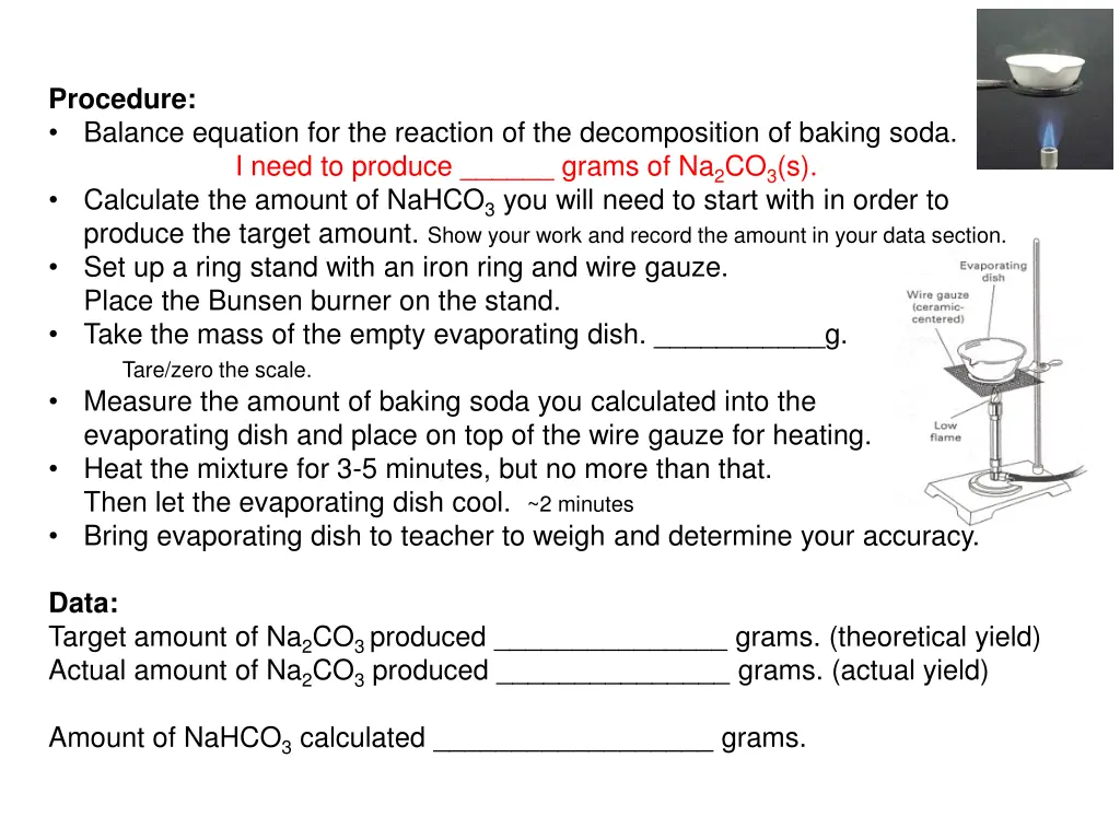 procedure balance equation for the reaction