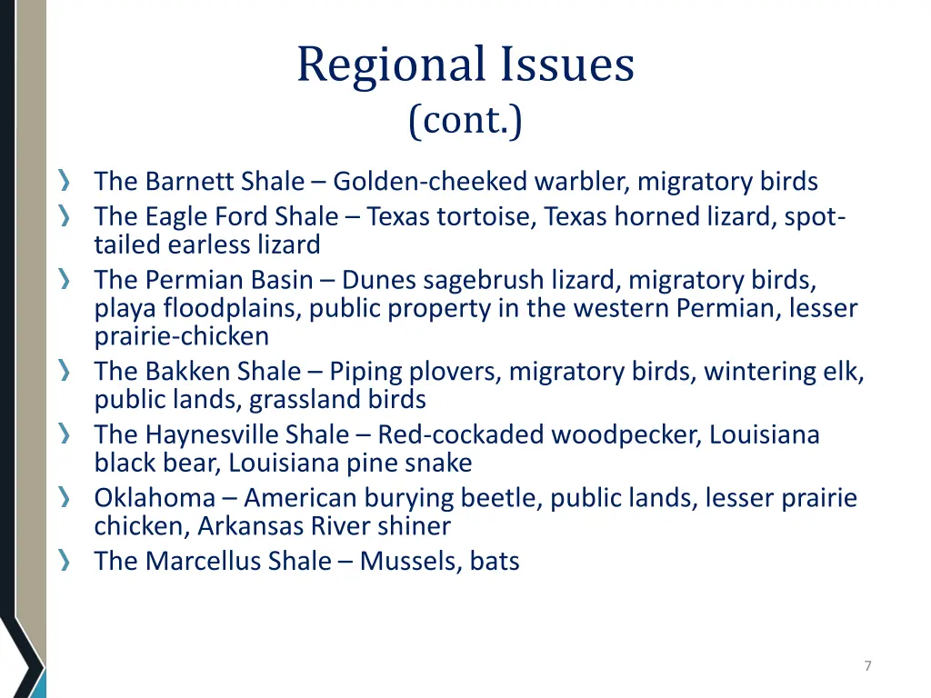 regional issues cont