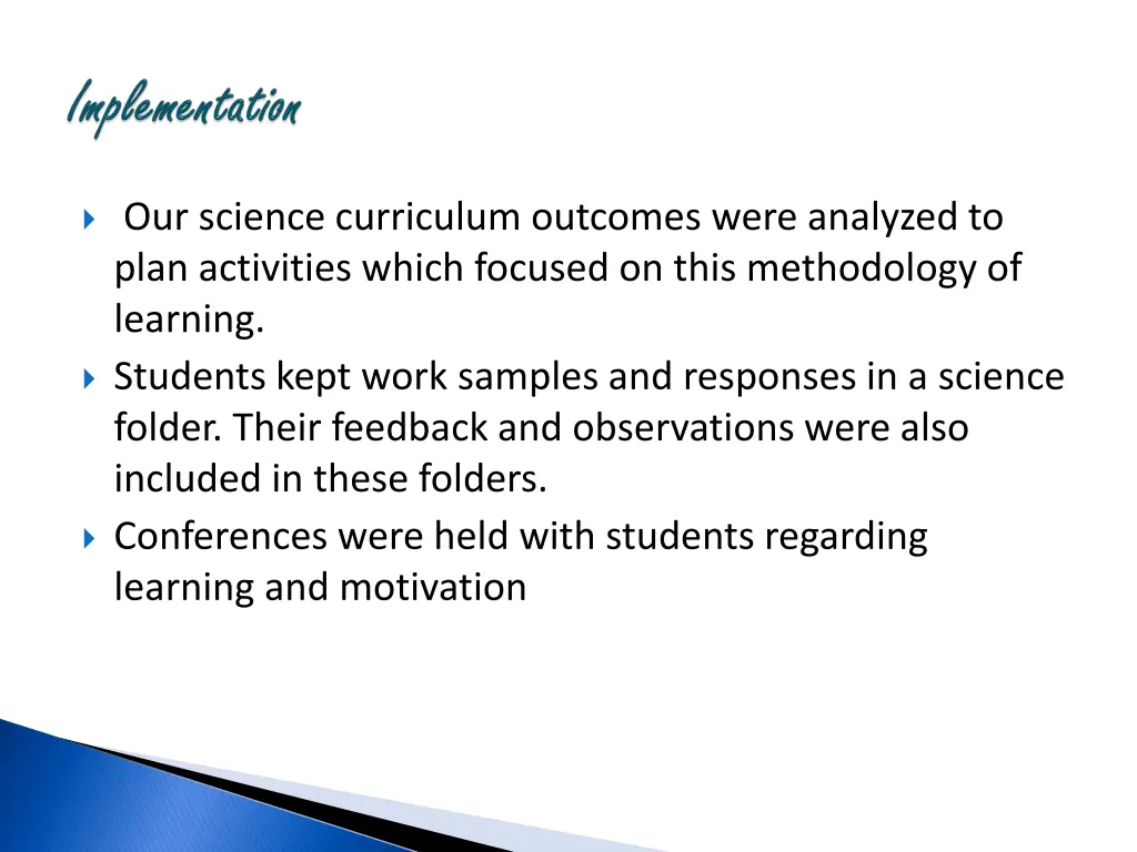 our science curriculum outcomes were analyzed