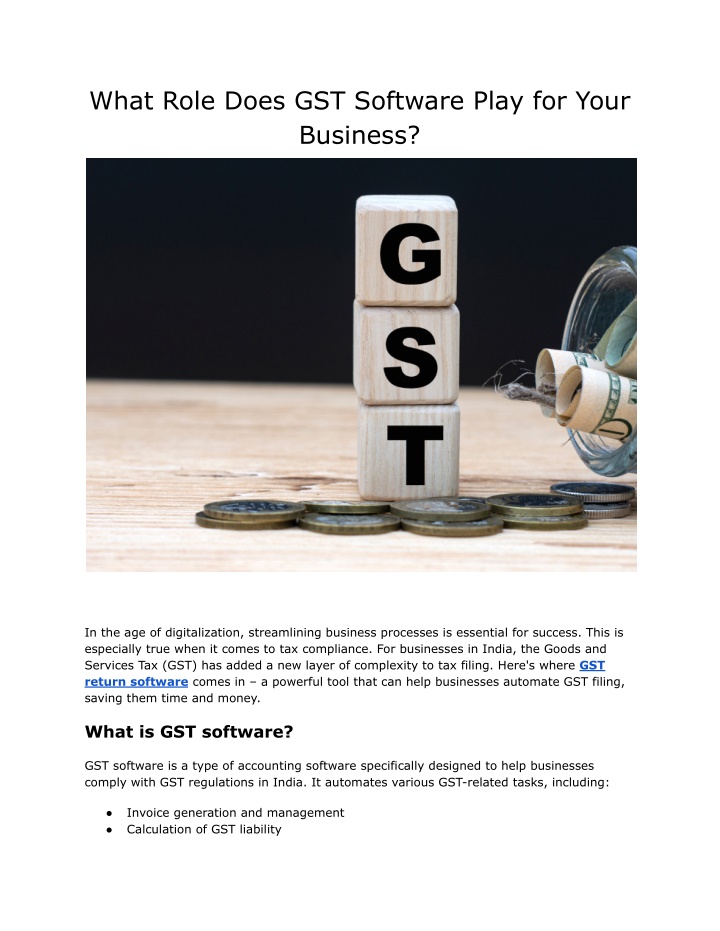 what role does gst software play for your business