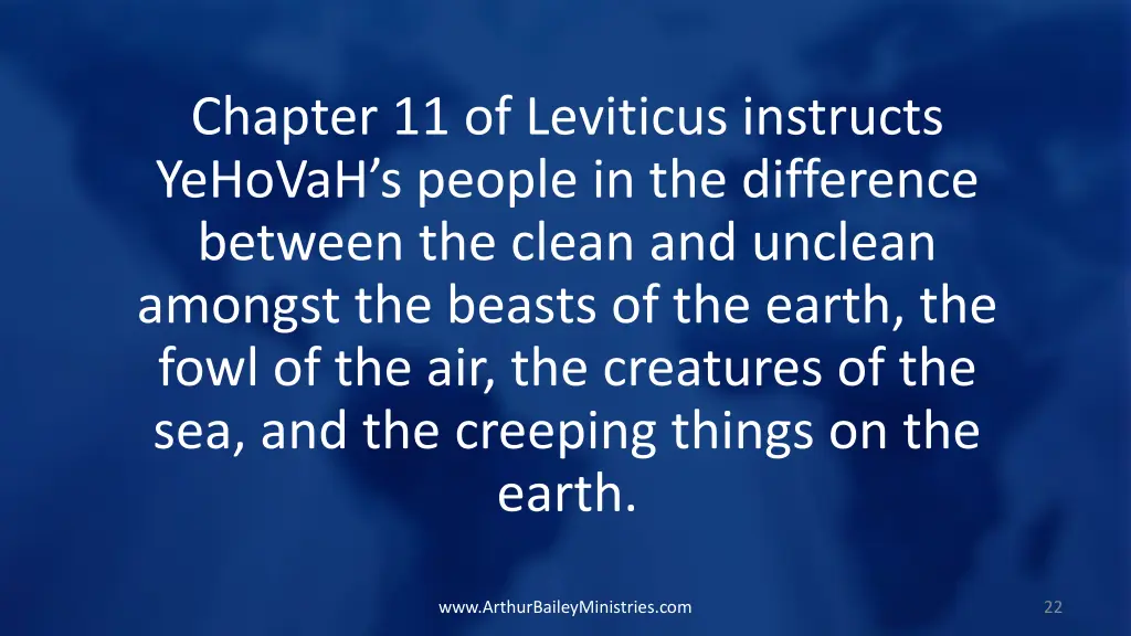 chapter 11 of leviticus instructs yehovah