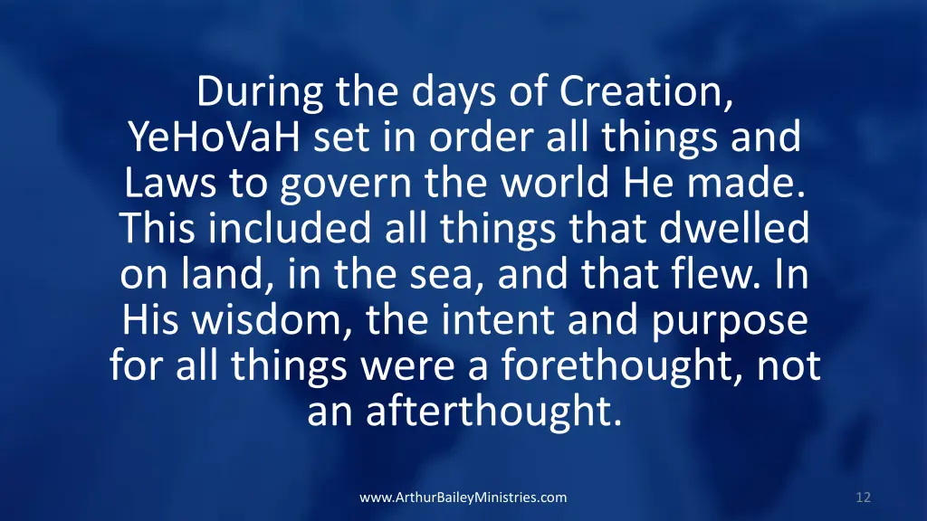 during the days of creation yehovah set in order