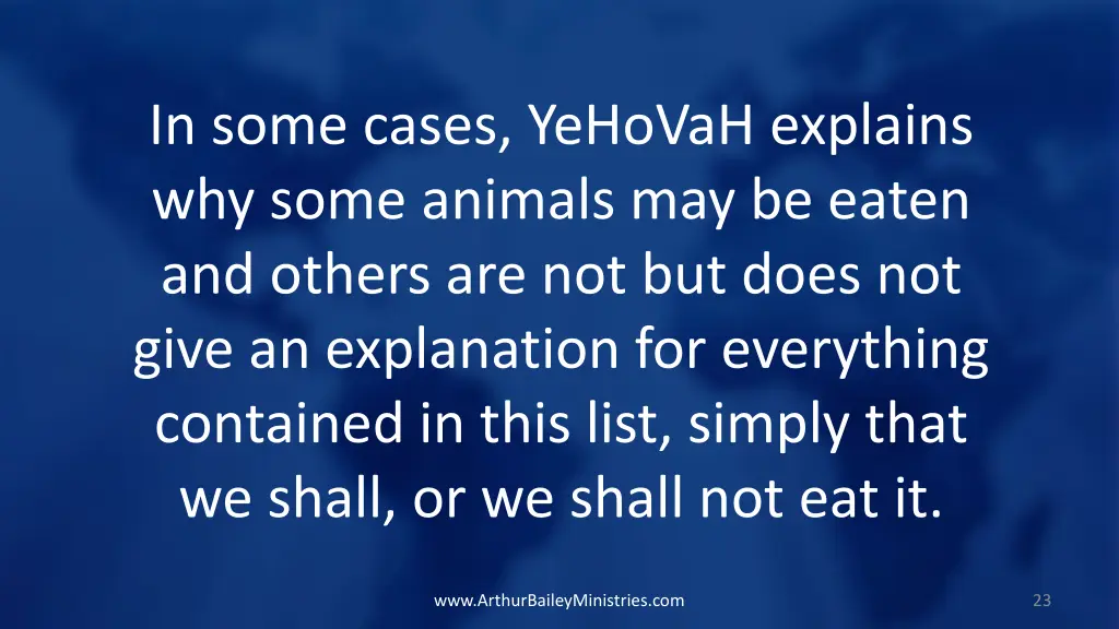 in some cases yehovah explains why some animals