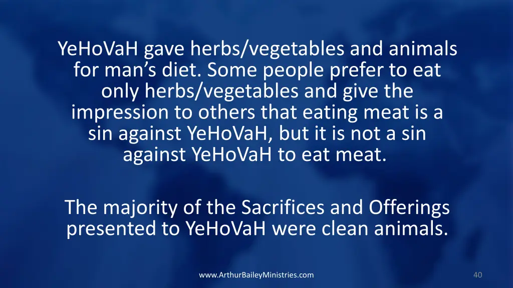 yehovah gave herbs vegetables and animals