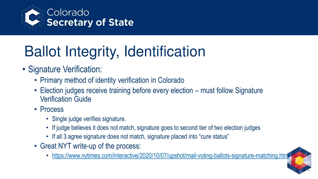 ballot integrity identification signature