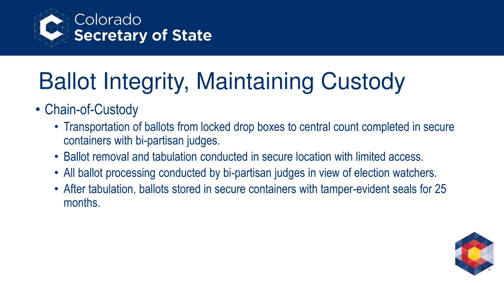 ballot integrity maintaining custody chain