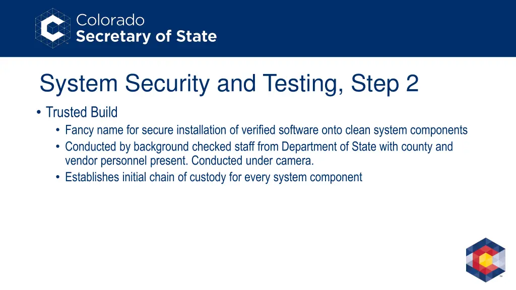 system security and testing step 2 trusted build