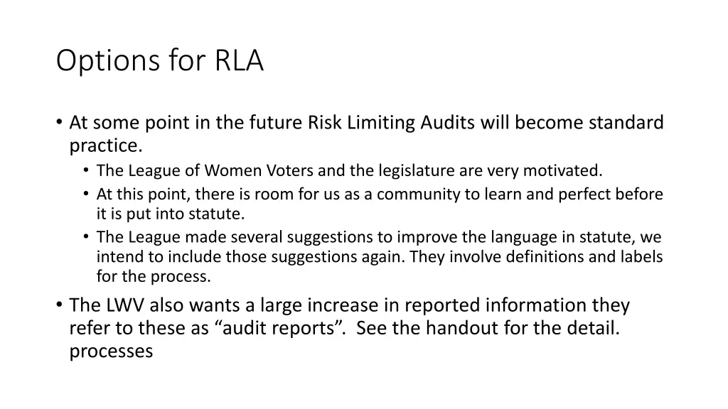 options for rla