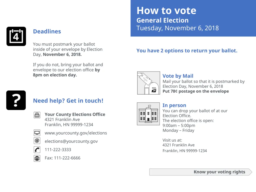 how to vote general election tuesday november 1