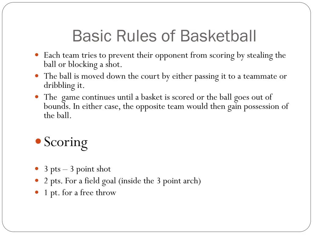 basic rules of basketball 1