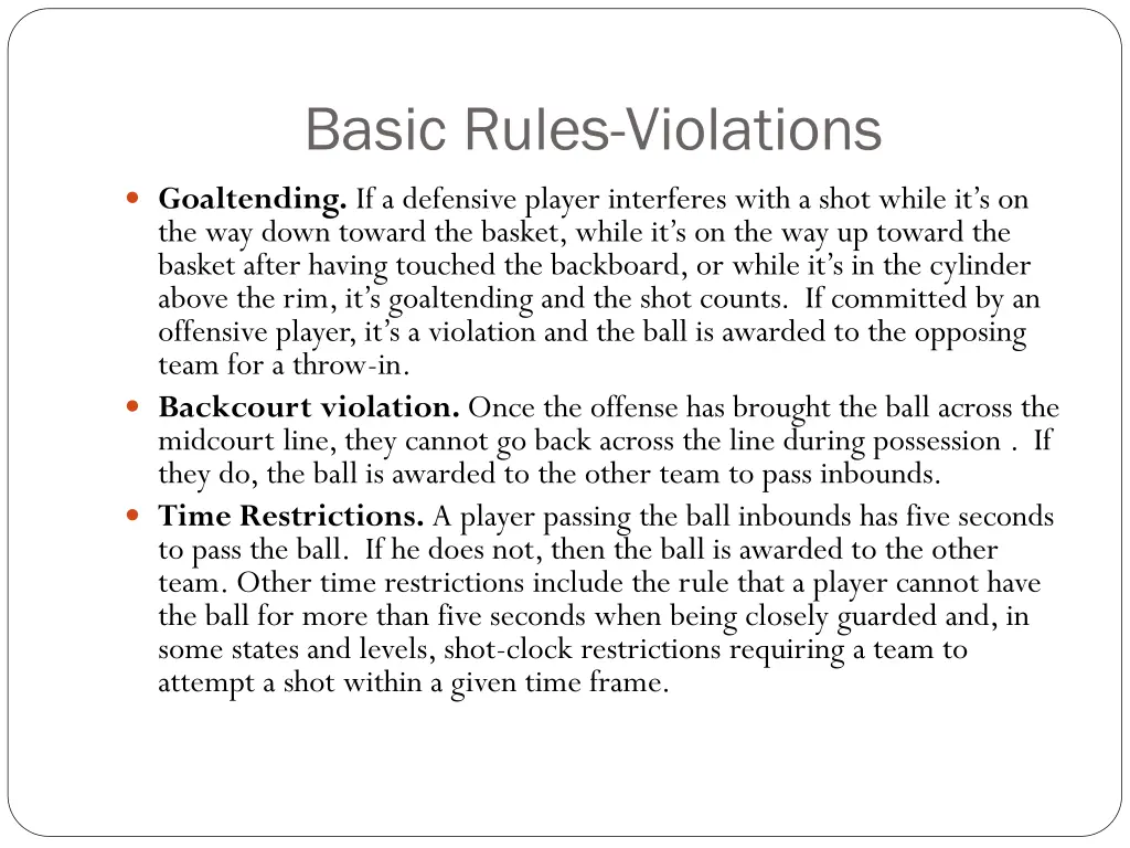 basic rules violations