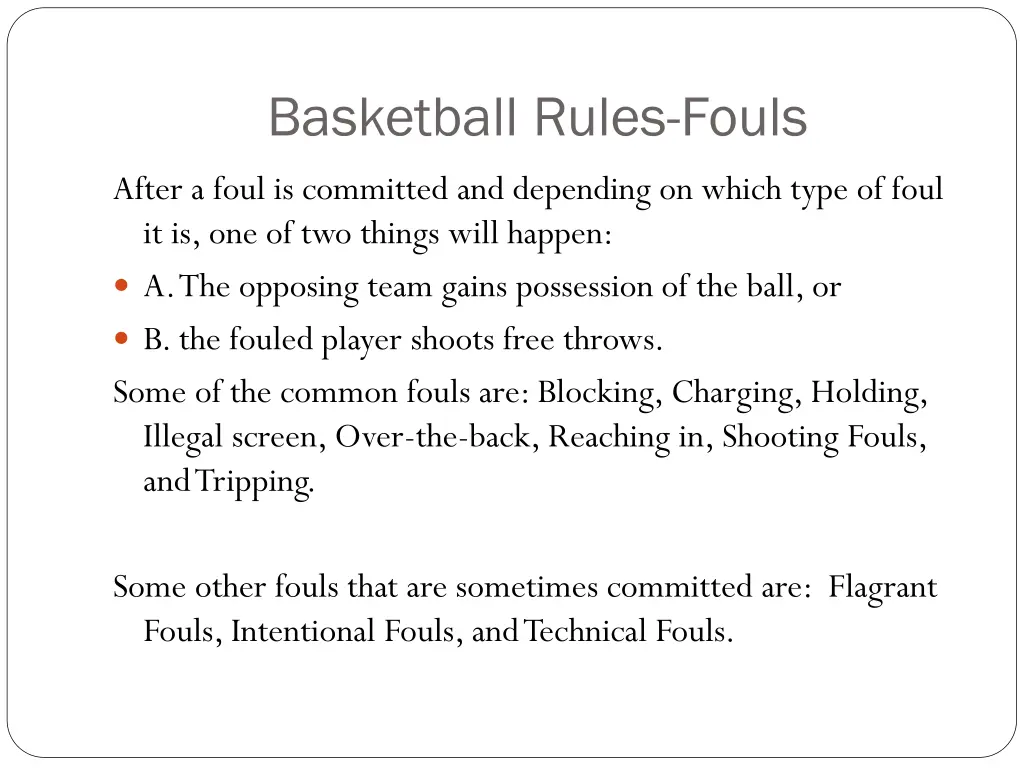 basketball rules fouls