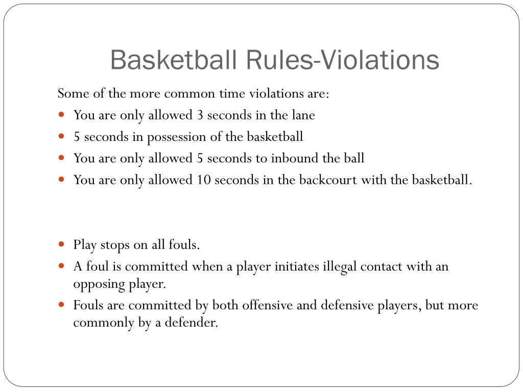 basketball rules violations 1