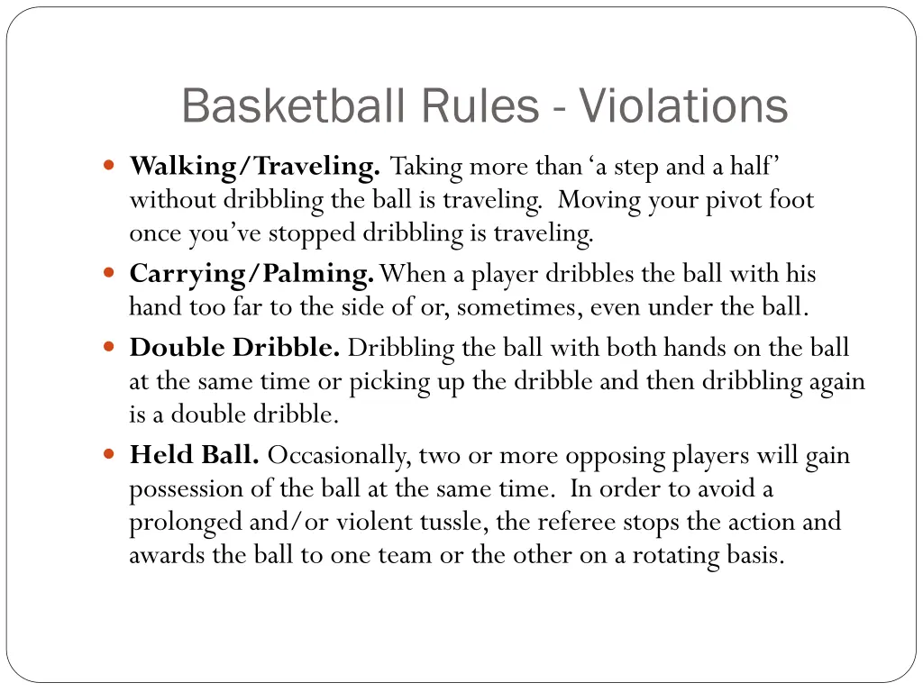 basketball rules violations