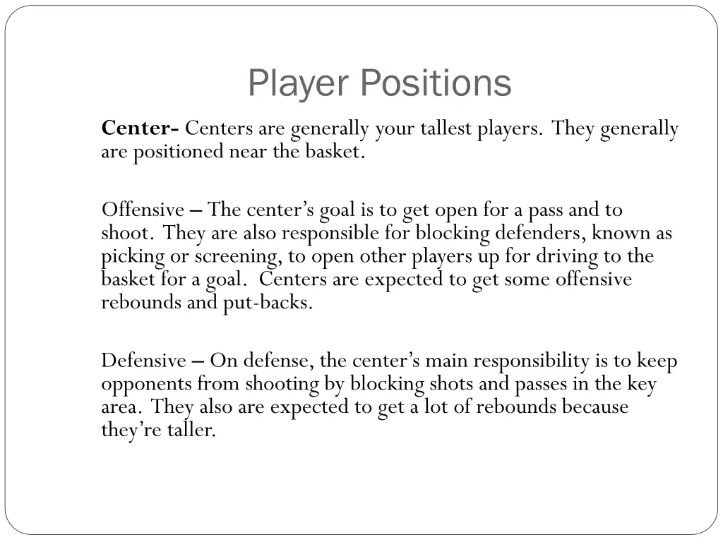 player positions