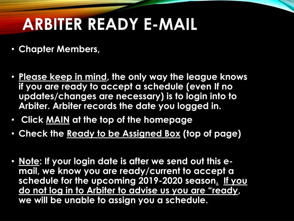 arbiter ready e mail