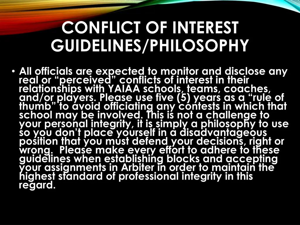 conflict of interest guidelines philosophy