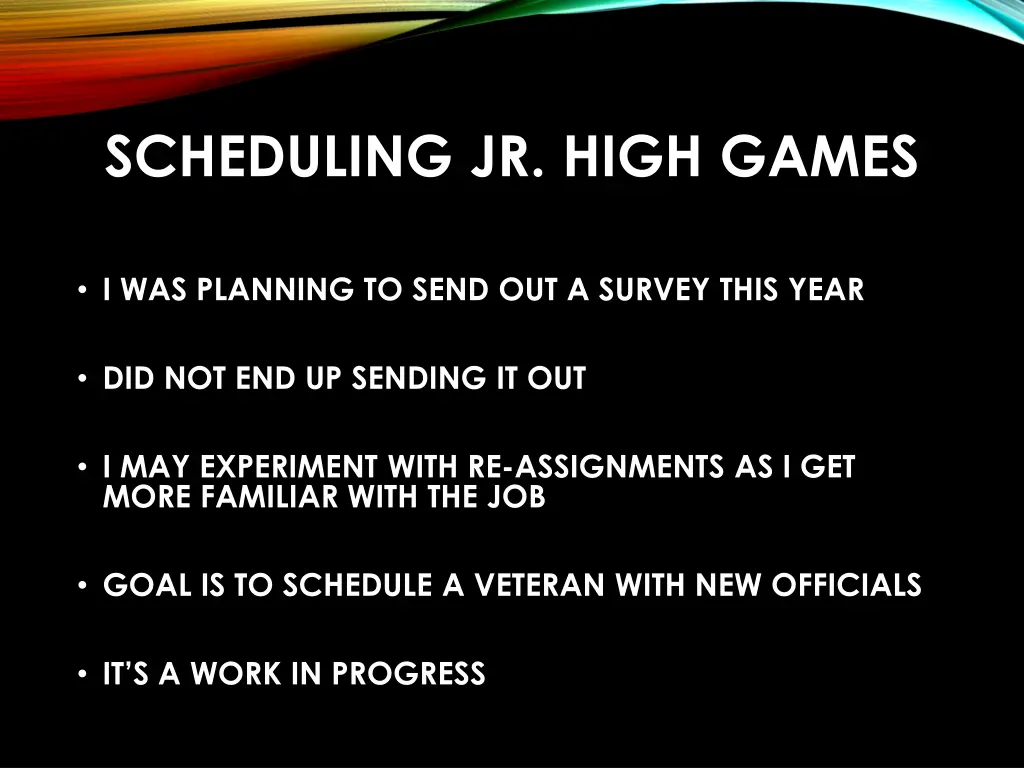 scheduling jr high games