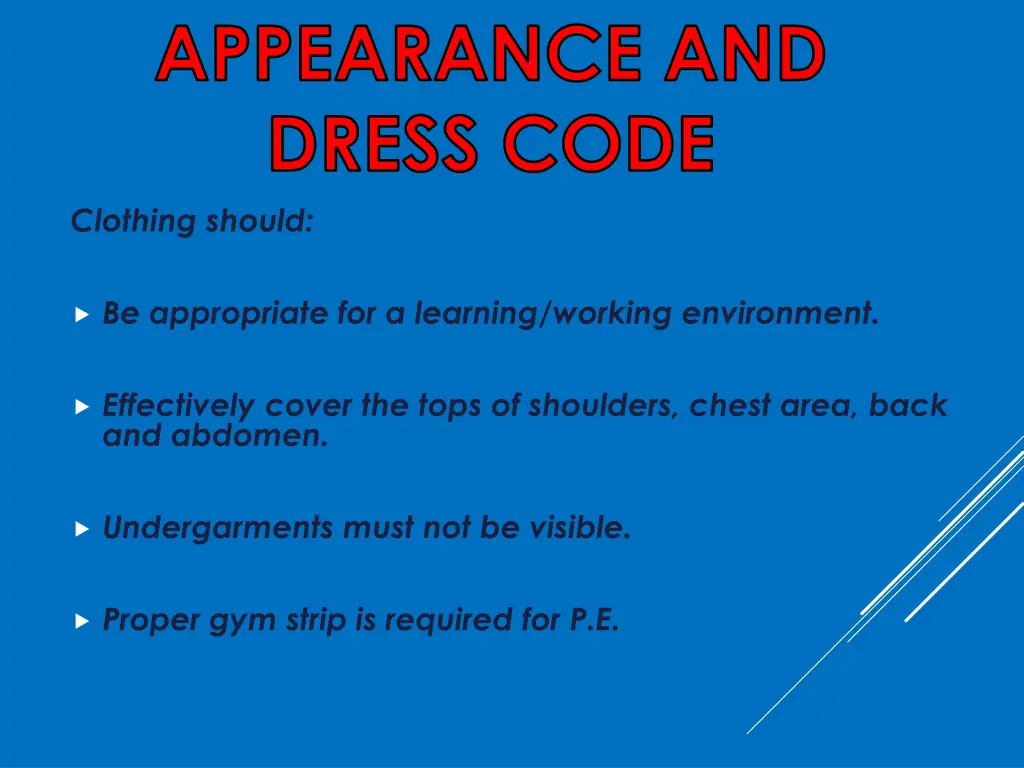 appearance and dress code clothing should