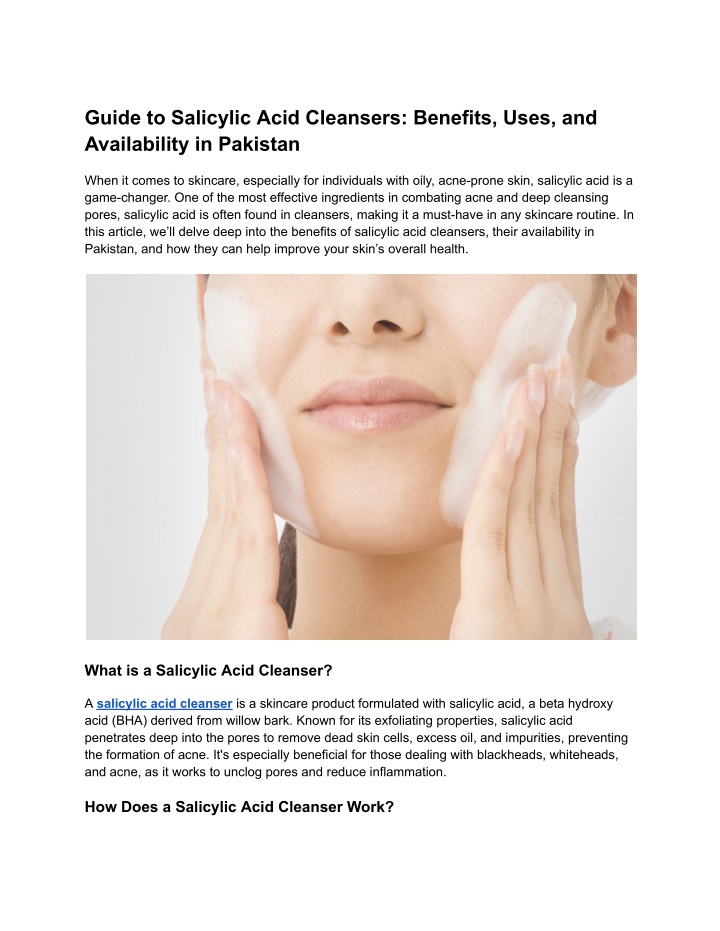 guide to salicylic acid cleansers benefits uses