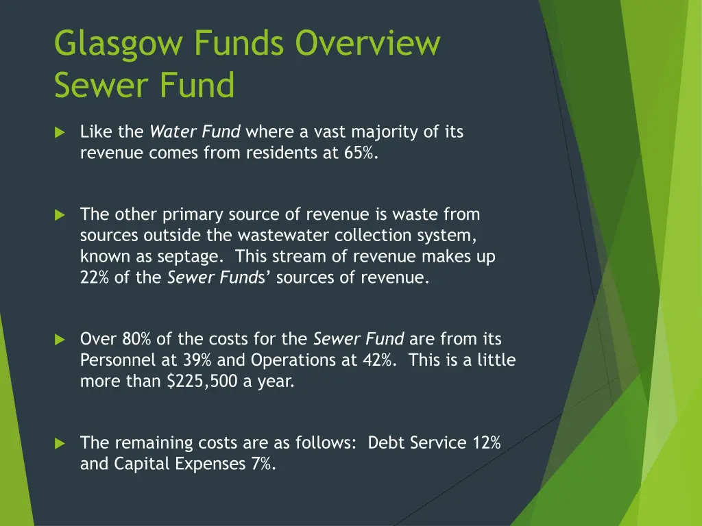 glasgow funds overview sewer fund