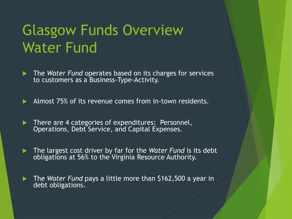 glasgow funds overview water fund