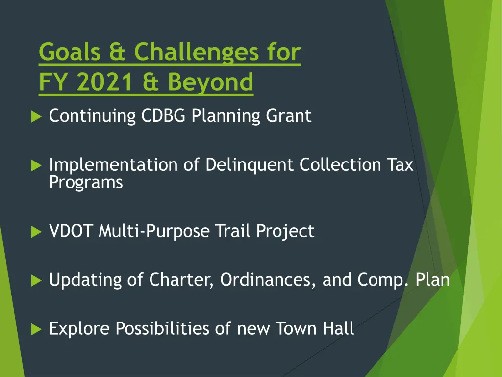 goals challenges for fy 2021 beyond