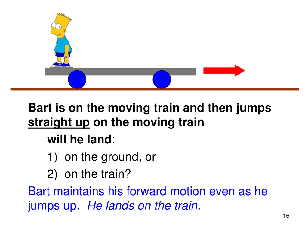 bart is on the moving train and then jumps