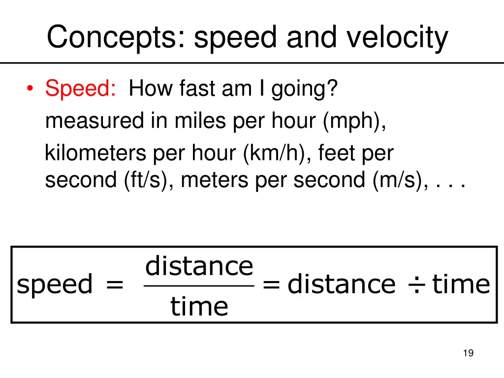 concepts speed and velocity