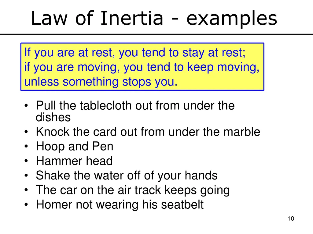 law of inertia examples