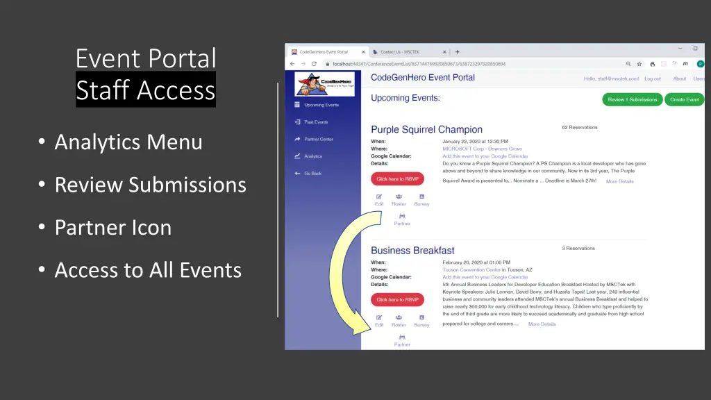 event portal staff access