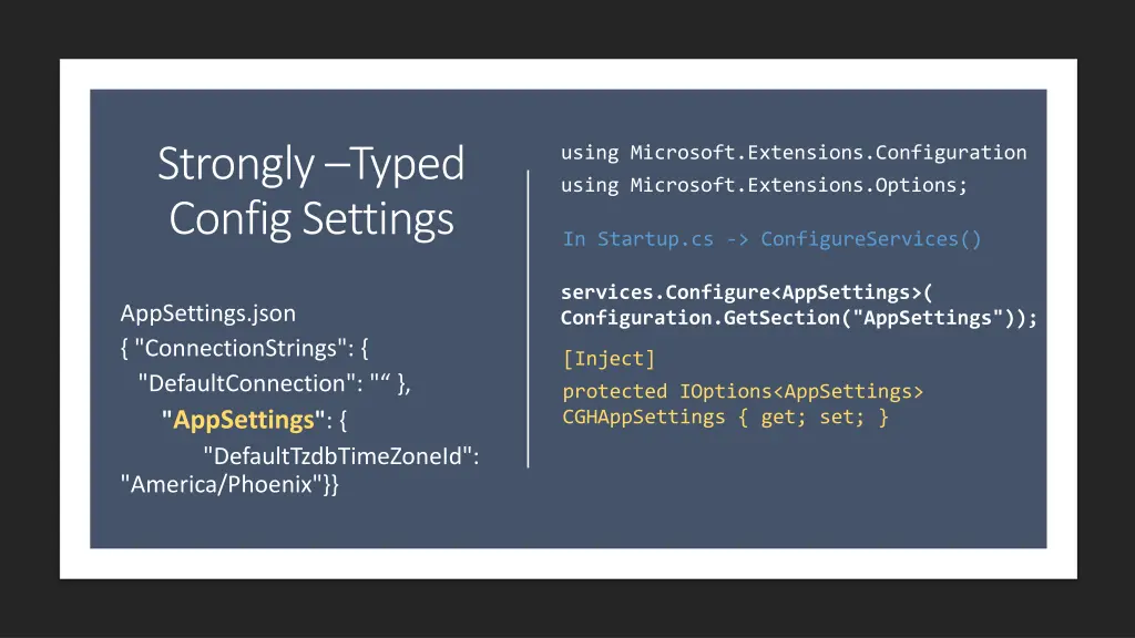 strongly typed config settings