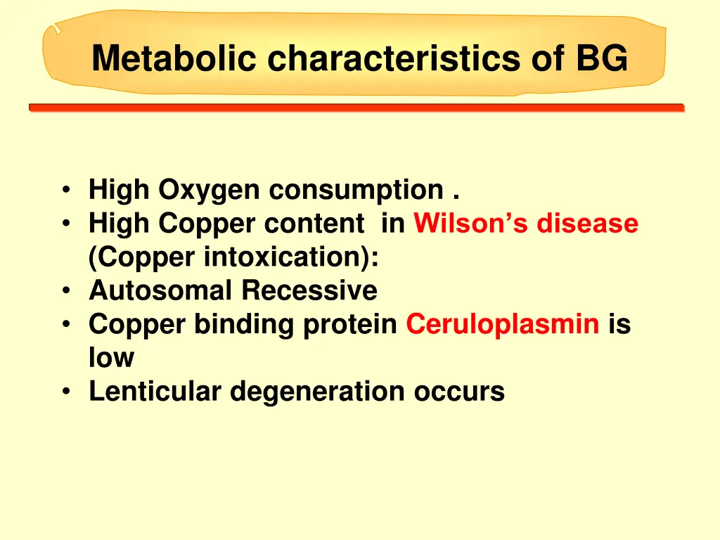 metabolic characteristics of bg