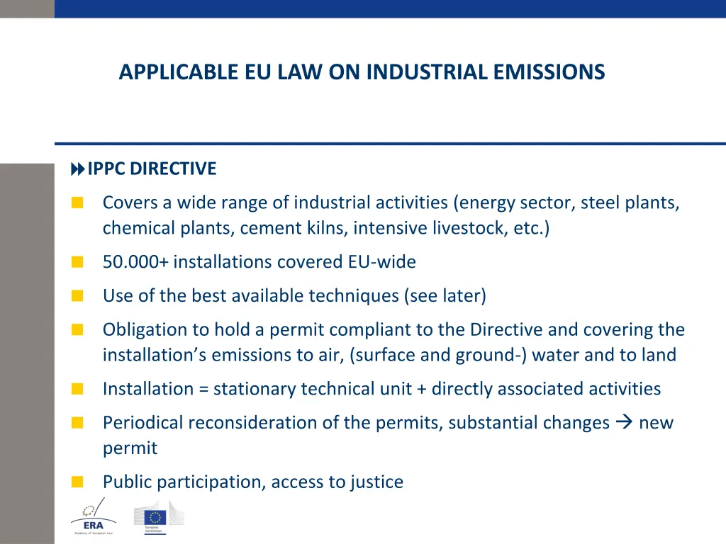 applicable eu law on industrial emissions 1