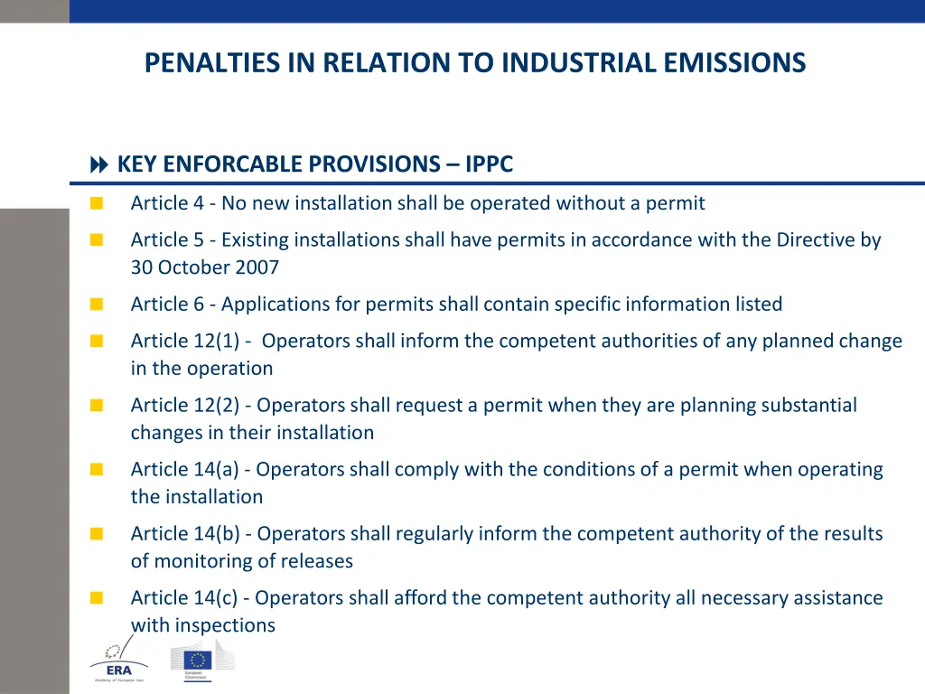 penalties in relation to industrial emissions