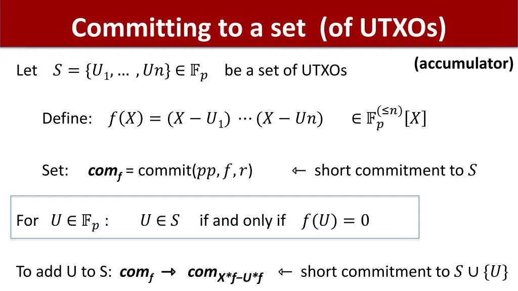 committing to a set of utxos