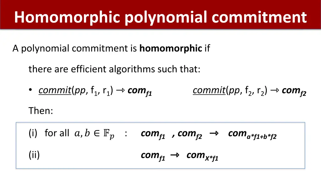 homomorphic polynomial commitment