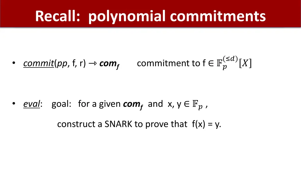 recall polynomial commitments