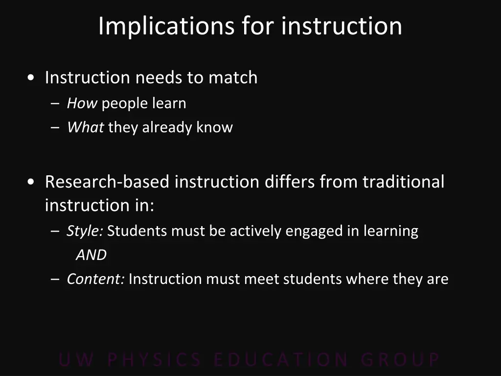 implications for instruction