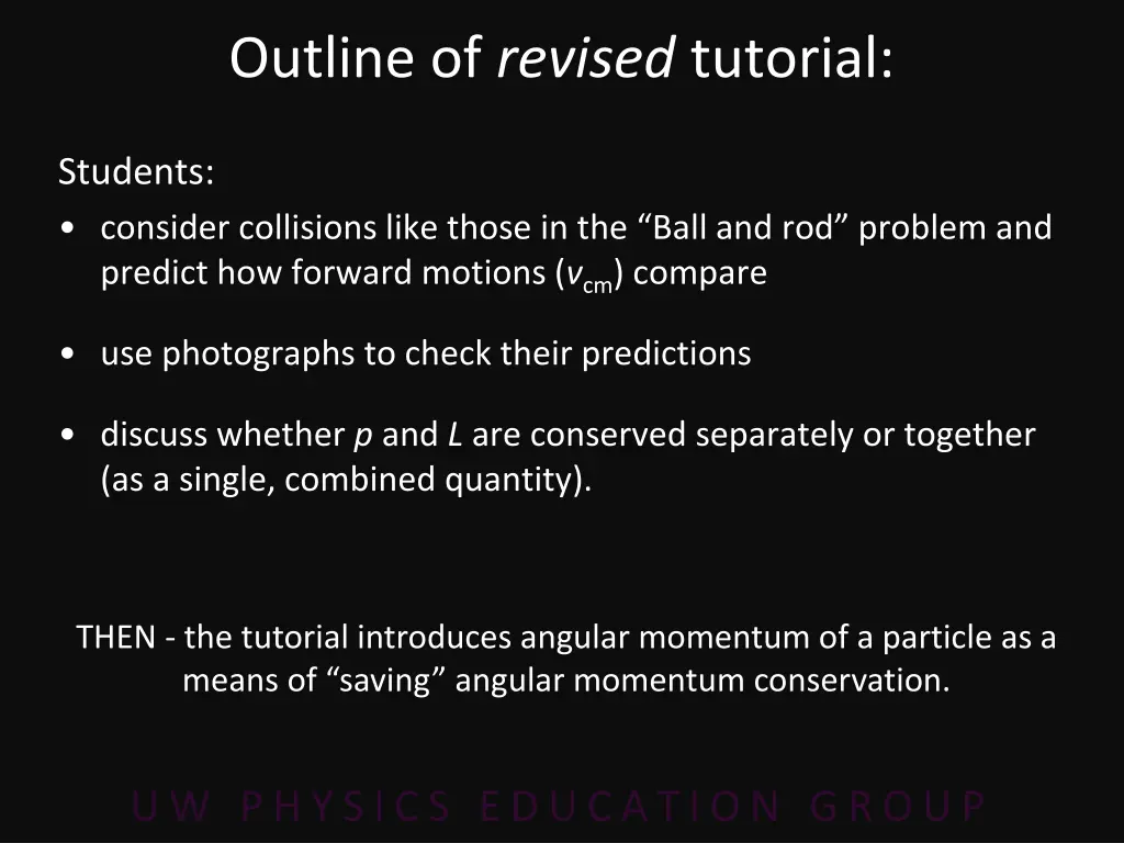 outline of revised tutorial