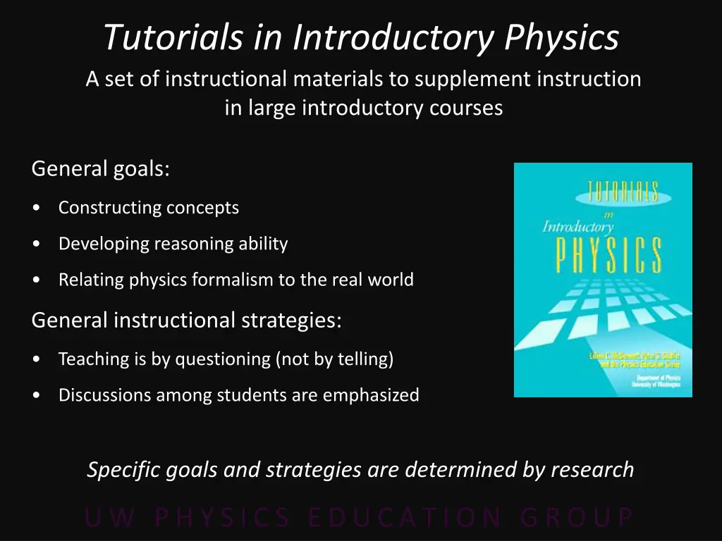 tutorials in introductory physics